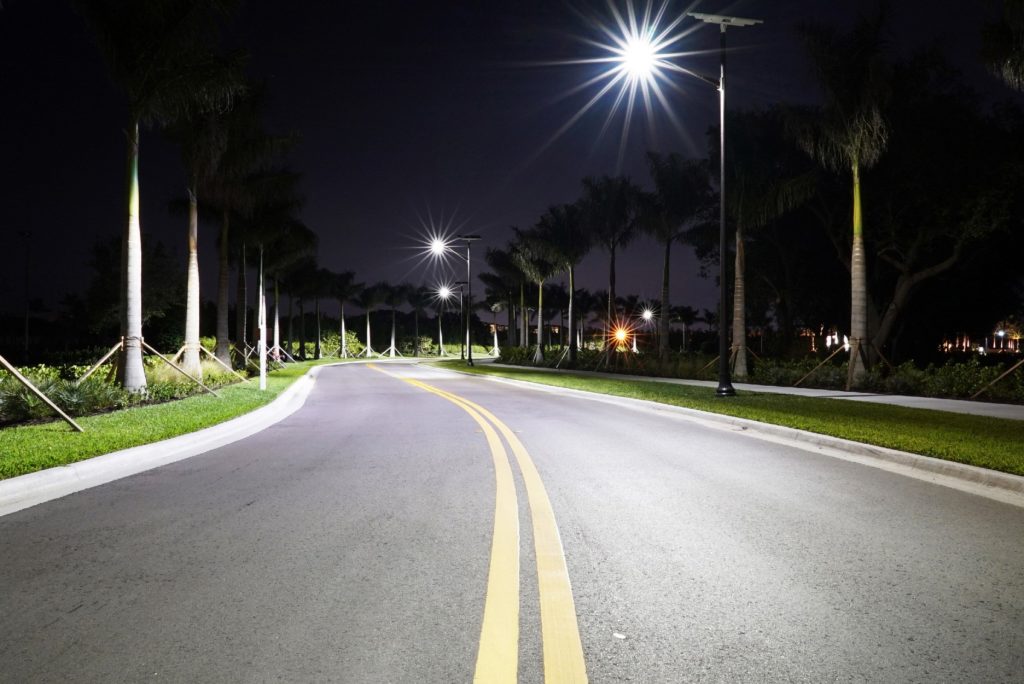 street light in the night