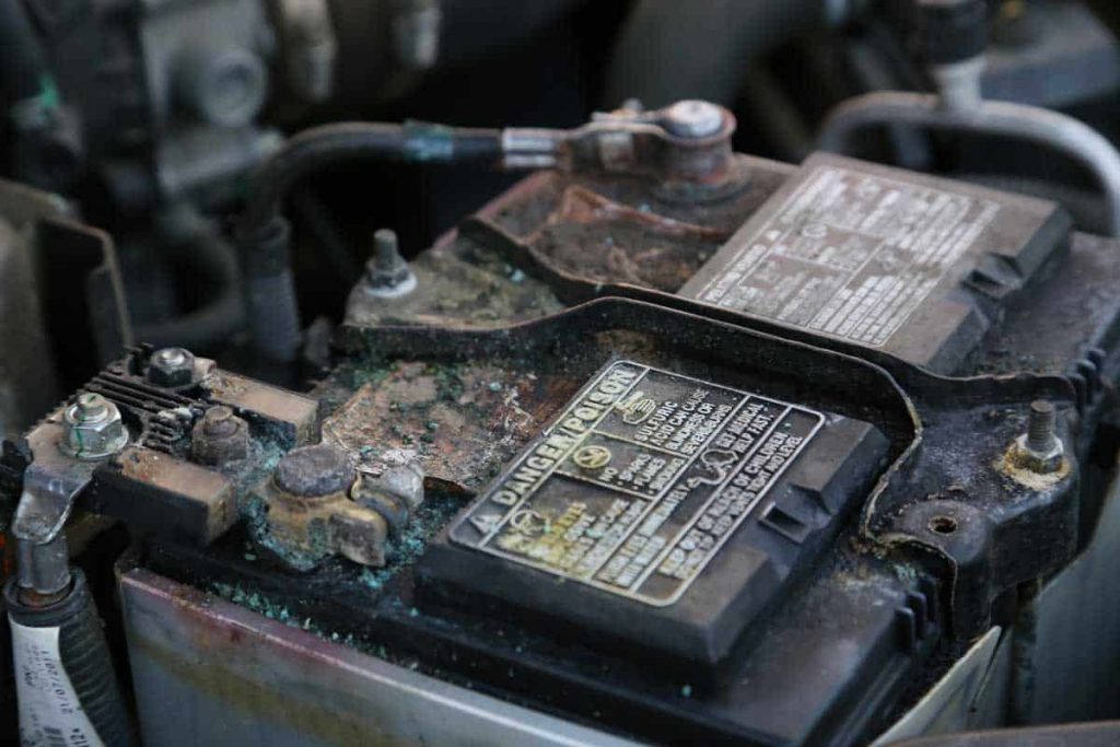 Corrosion of the car battery terminals